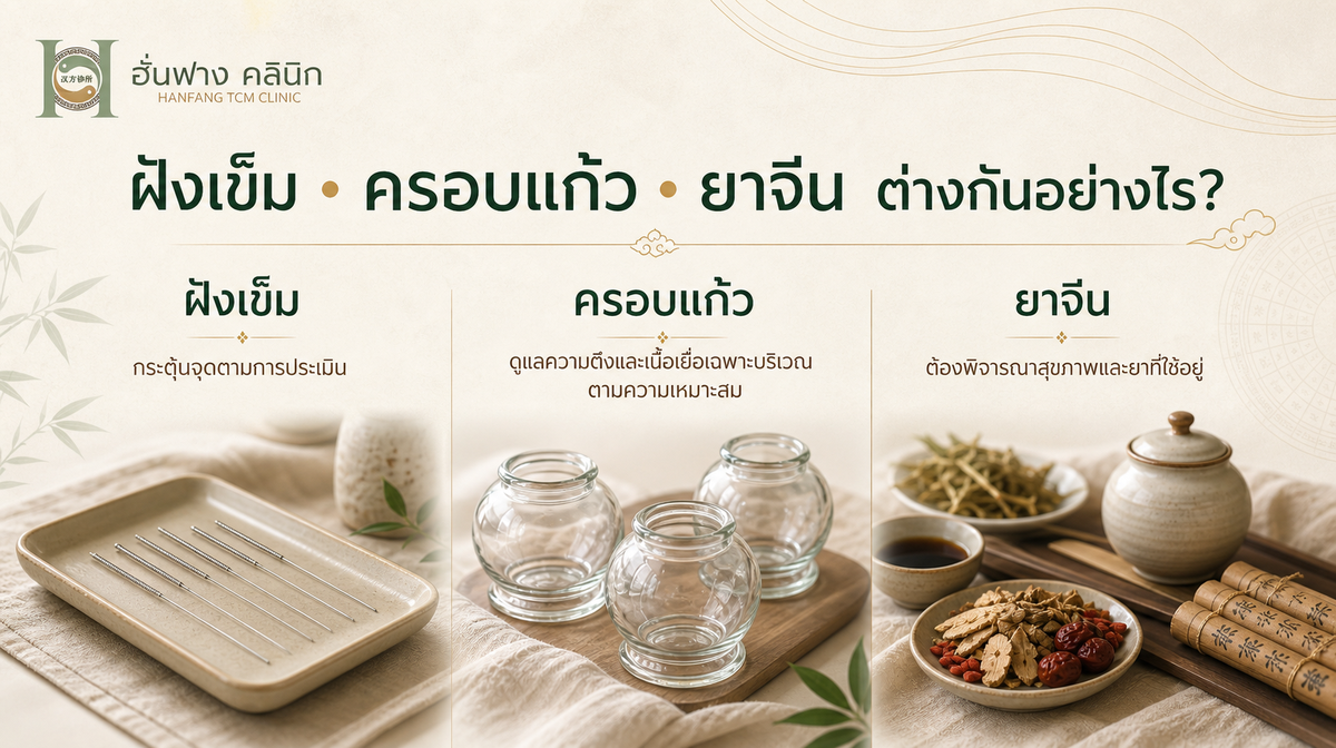 เปรียบเทียบฝังเข็ม ครอบแก้ว และยาจีน