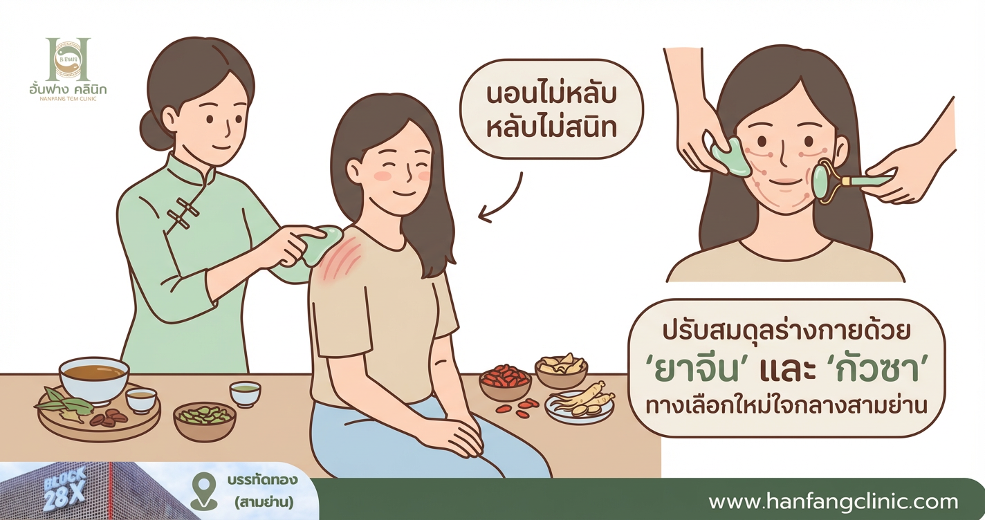 นอนไม่หลับ หลับไม่สนิท ไม่ต้องพึ่งยาเคมี! ปรับสมดุลร่างกายด้วย ‘ยาจีน’ และ ‘กัวซา’ ทางเลือกใหม่ใจกลางสามย่าน