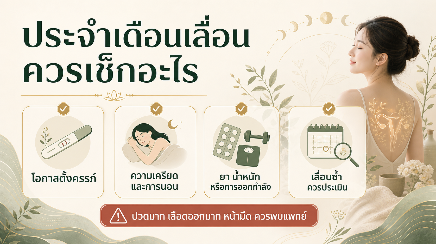 เช็กลิสต์สาเหตุที่ควรพิจารณาเมื่อประจำเดือนเลื่อน